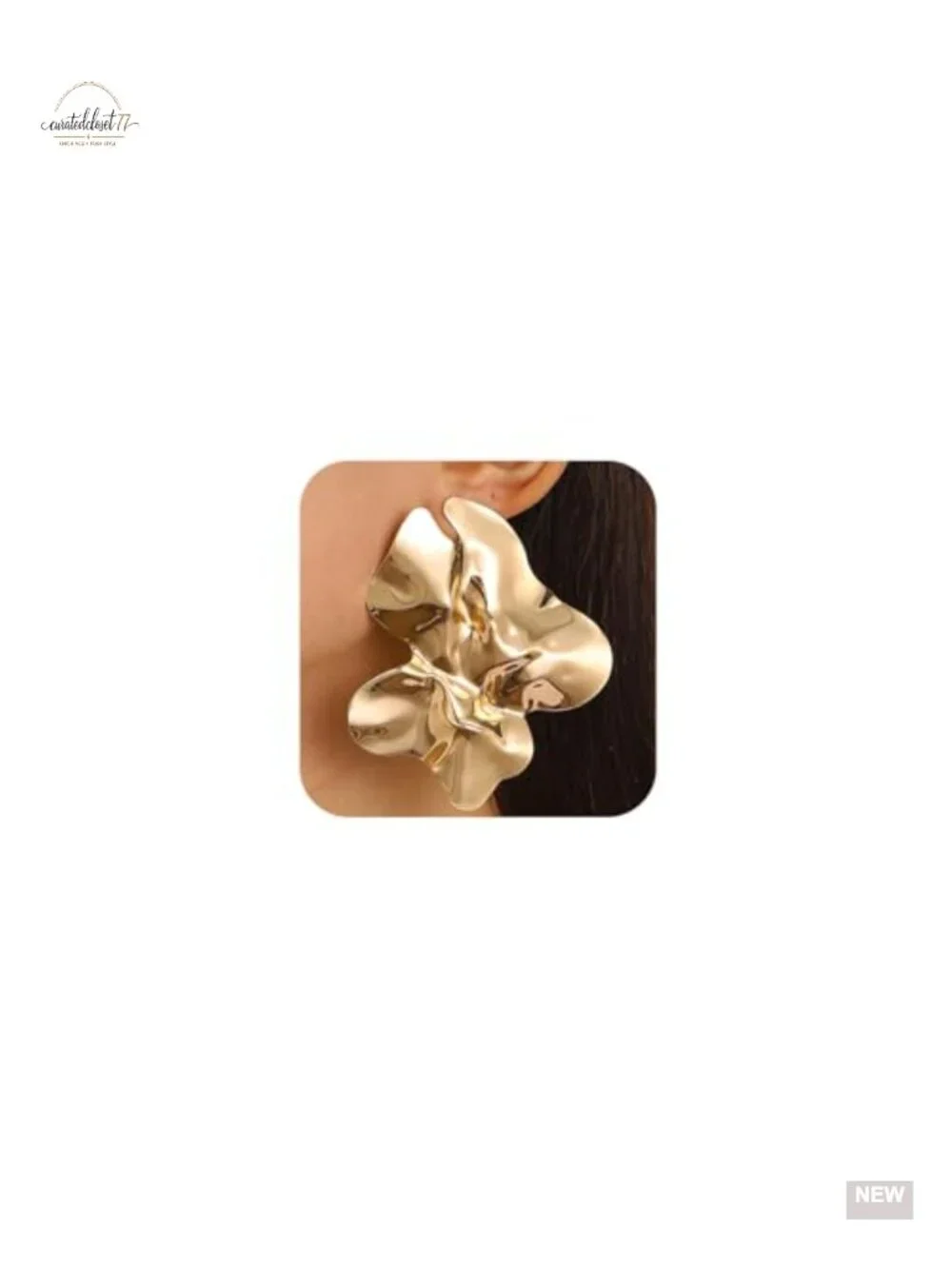Chunky Irregular Geometric Liquid Metal Lever Back Earrings